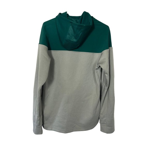 Adidas Mens ID Amp Funnel Hoodie S Green Gray Colorblock Sweatshirt Long Sleeve - Picture 2 of 12
